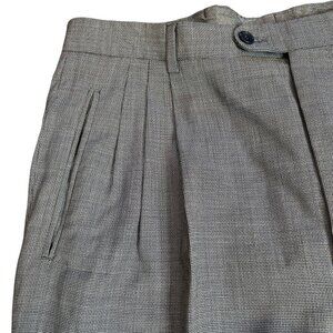 Chiavari Men's Italian Super 100% Wool Black Pleated Front Pants Size 36 X 29